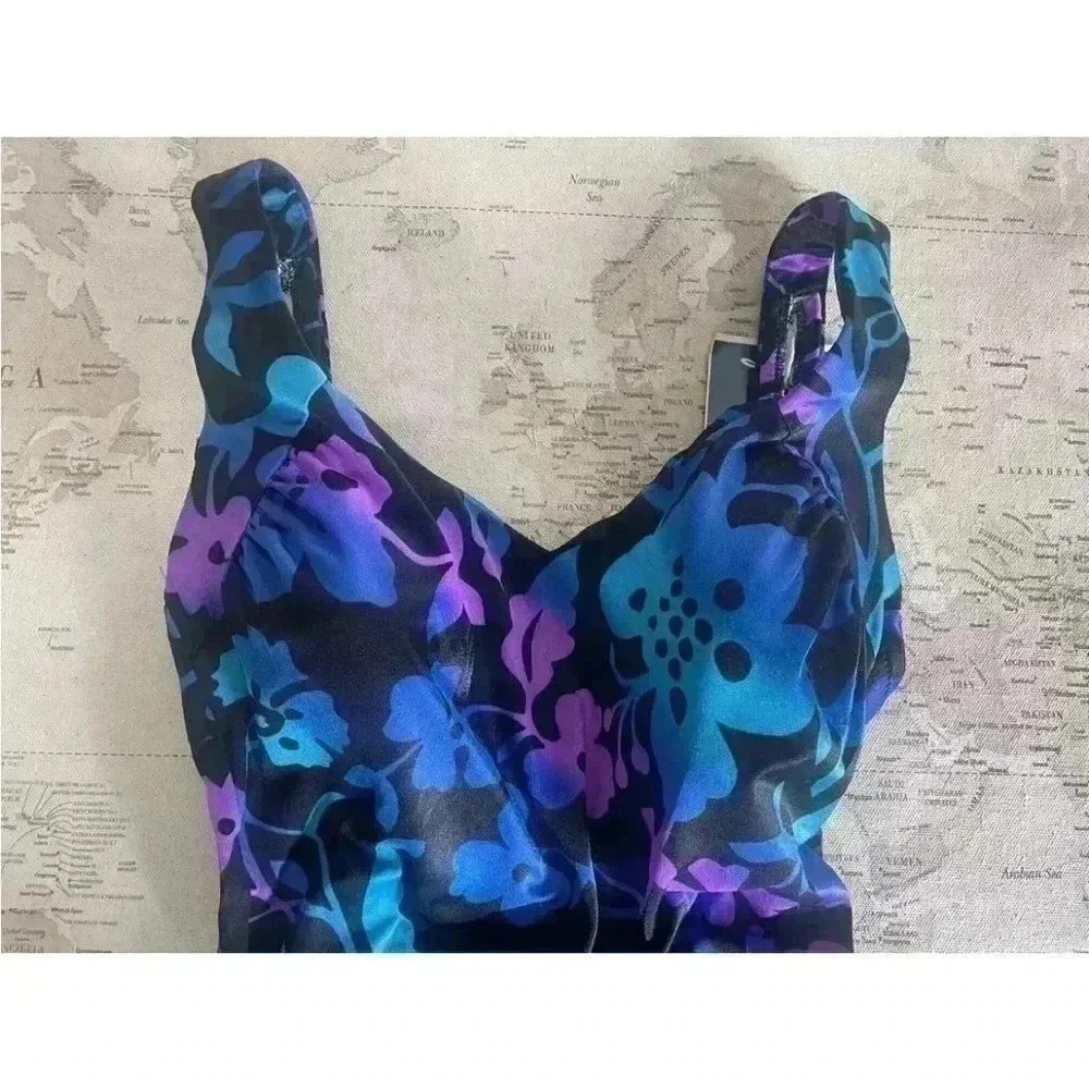 Vintage 80s 90s Maxine of Hollywood Floral One Piece Swimsuit 14 XS Vintage Size - Picture 2 of 11